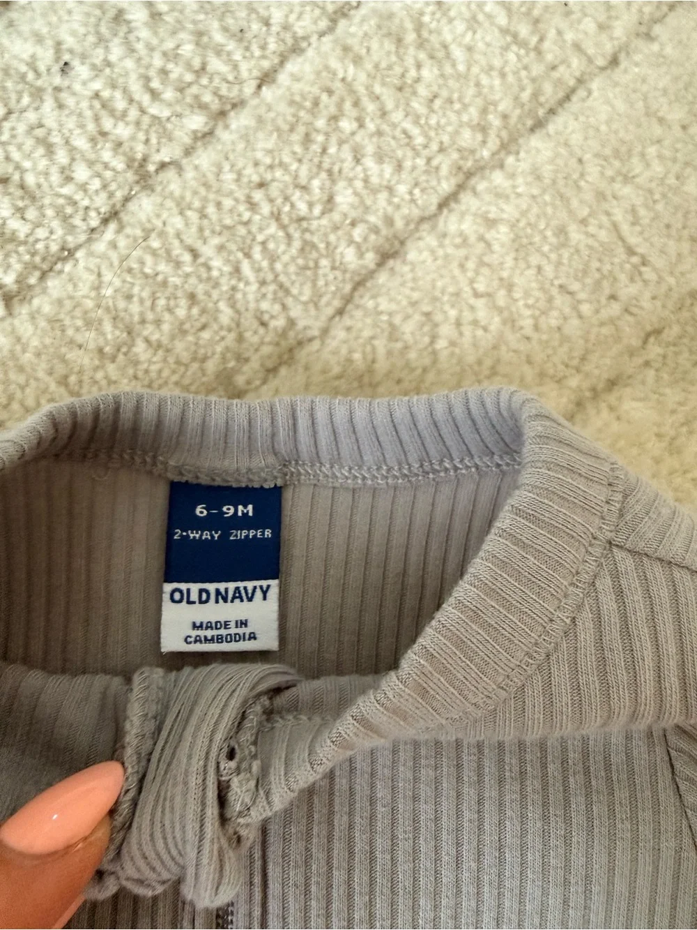 Old Navy Ribbed Footed Baby One-Piece Trio in Beige, Gray, and Cream